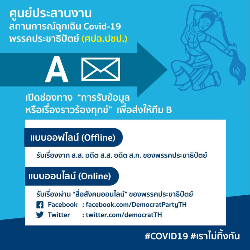 ประชาธิปัตย์ เปิดศูนย์ช่วยโควิด 2