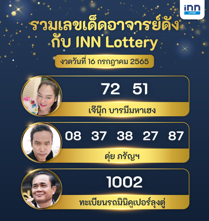 รวมเลขเด็ด อาจารย์ดัง งวดวันที่ 16 กรกฎาคม 2565