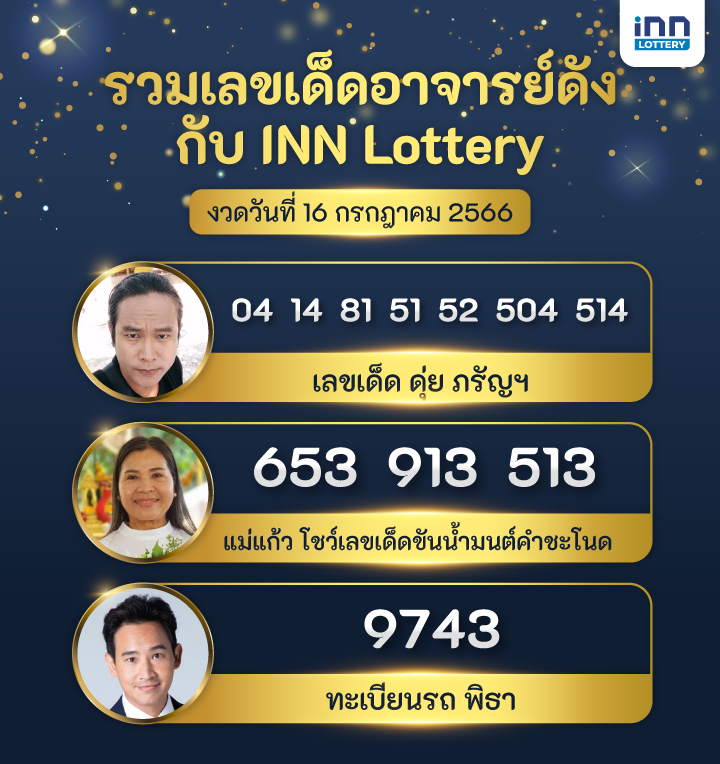 เลขอาจารย์ดัง เลขมาแรงงวดวันที่ 16 กรกฎาคม 2566